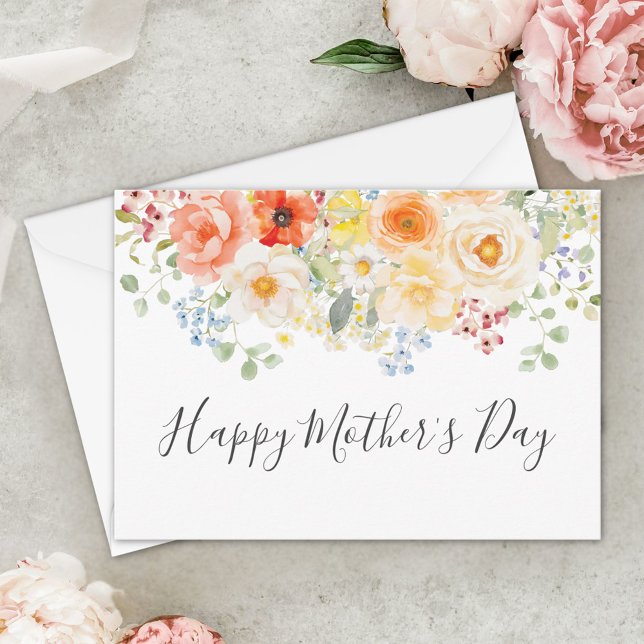 Vattenfärg Solig Blommig Mors Dag Kort (Skapare uppladdad)
