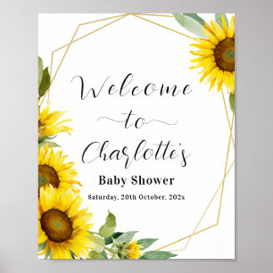 Vattenfärg Solros Baby Shower Välkommen Poster