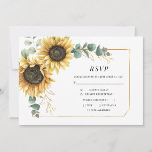Vattenfärg Solros Eukalyptus Bröllop RSVP