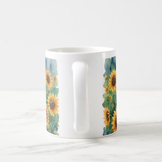 Vattenfärg Solros Kaffe / Tekopp Kaffemugg (Handtag)