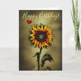 Vattenfärg Solros Kärlek Flower Birthday Kort