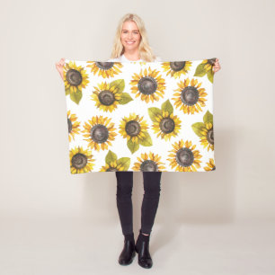 Vattenfärg Solros Mönster Baby Blanket Fleecefilt