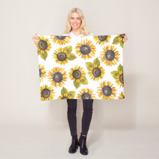 Vattenfärg Solros Mönster Baby Blanket Fleecefilt