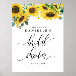 Vattenfärg Solros Sommar Bröllopsdusch Välkomstsky Poster