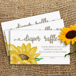 Vattenfärg Solrosdiaper raffle biljett Tilläggskort
