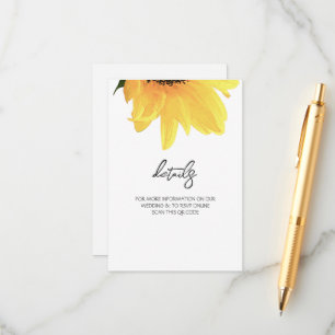 Vattenfärg Solrosor Minimalistisk Elegant Bröllop Tilläggskort