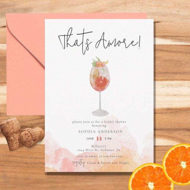Vattenfärg som är Amore Spritz-Möhippa Inbjudningar (Skapare uppladdad)