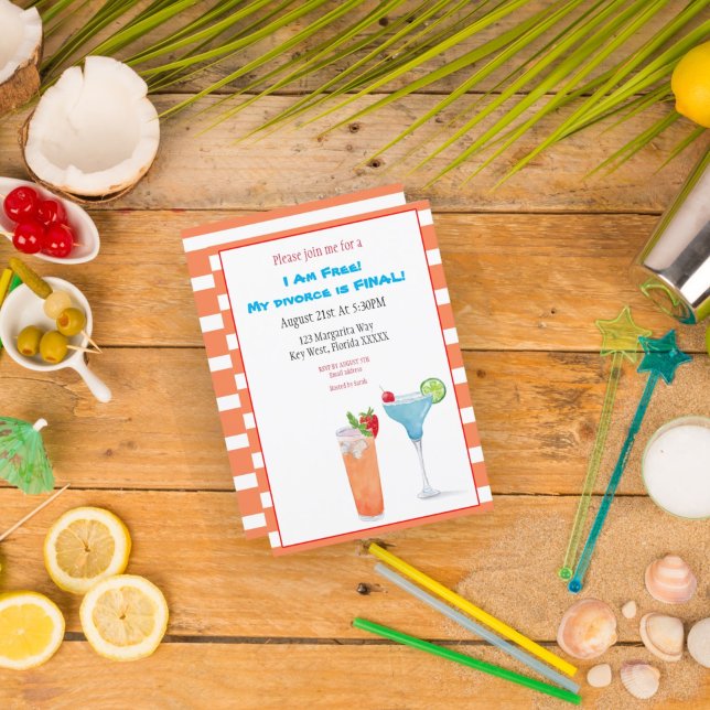 Vattenfärg som jag är fri från skilsmässa är slutl inbjudningar (Skapare uppladdad)