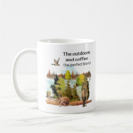 Vattenfärg som njuter av utomhus och kaffe kaffemugg