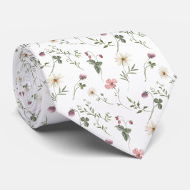 Vattenfärg sömlöst mönster med vilda blommor slips