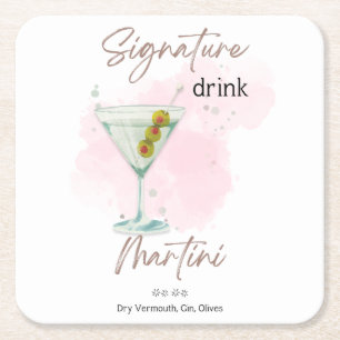 Vattenfärg sommar cocktail underlägg papper kvadrat