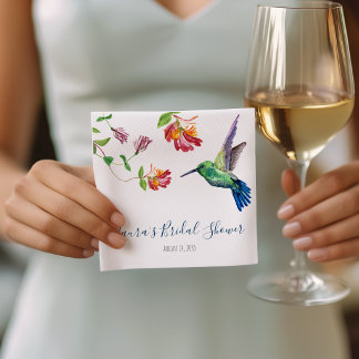 Vattenfärg sommar kolibri bröllopsdusch pappersservett