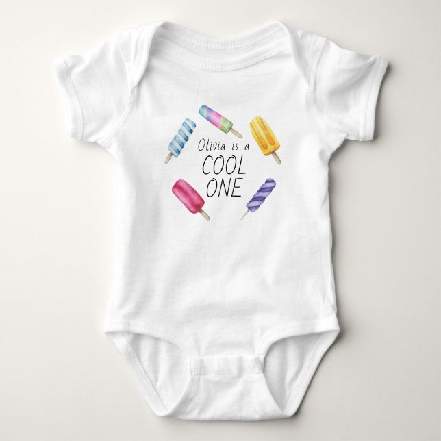 Vattenfärg sommar Popsicle Glass födelsedag T Shirt (Framsida)