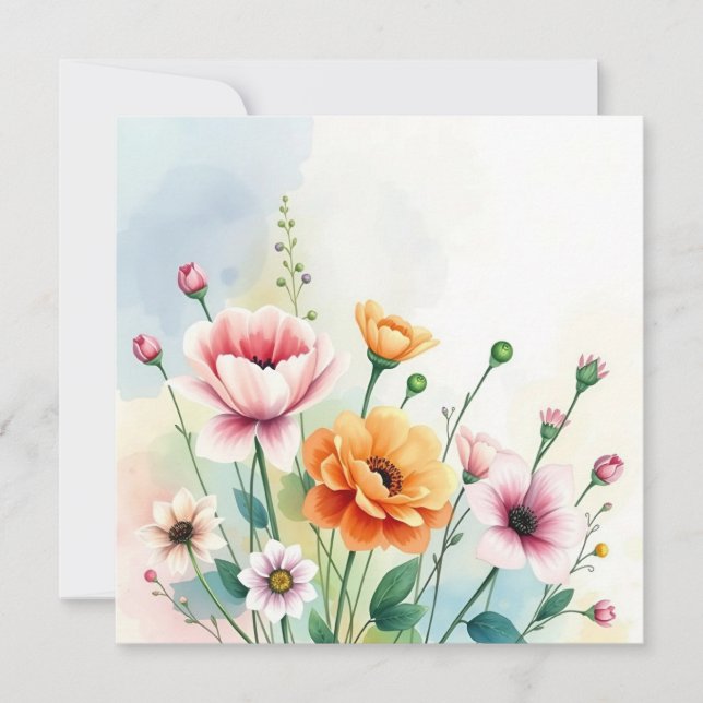 Vattenfärg sommarblommor  kort (Framsida)