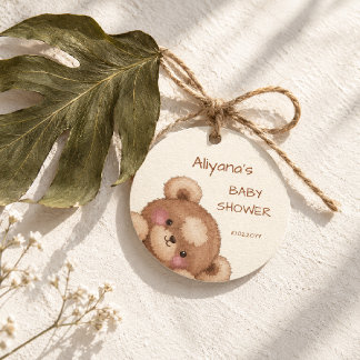 Vattenfärg Söt Björn Tack Baby Shower Gåvor Etiketter
