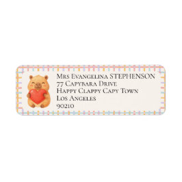 Vattenfärg Söt Capy Kapybara Baby Shower Retur Returadress Etikett