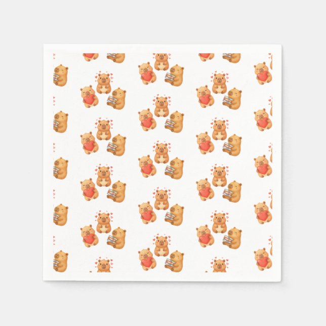 Vattenfärg Söt Capy Kapybara Pappersservett (Framsidan)