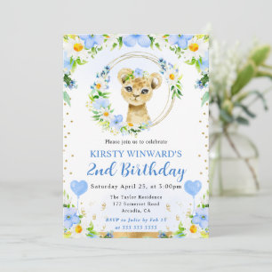 Vattenfärg Söt Djungel Lejon Barnkalas Inbjudningar