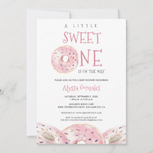 Vattenfärg Söt ett Donut-tema Baby Shower Inbjudningar