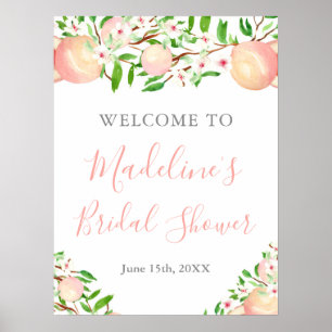 Vattenfärg Söt Persika Bröllop Baby Shower Välkomm Poster
