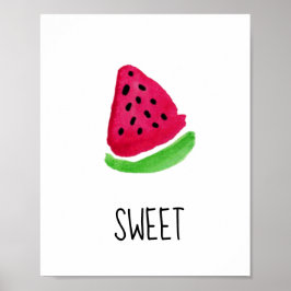 Vattenfärg Söt vattenmelon Hemdekaler Poster