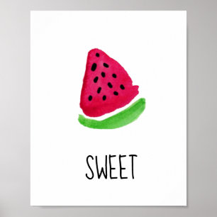 Vattenfärg Söt vattenmelon Hemdekaler Poster