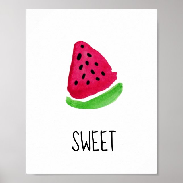 Vattenfärg Söt vattenmelon Hemdekaler Poster (Framsidan)