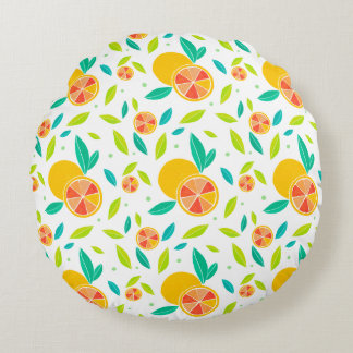 Vattenfärg Söta Orangar Mönster Rund Kudde