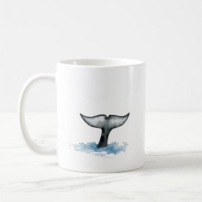 Vattenfärg Späckhuggarens stjärtfena-dekaler Kaffemugg (Vänster)
