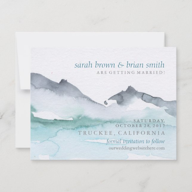 Vattenfärg Spara datum Bergssida Sjö Bröllop Spara Datumet (Framsida)