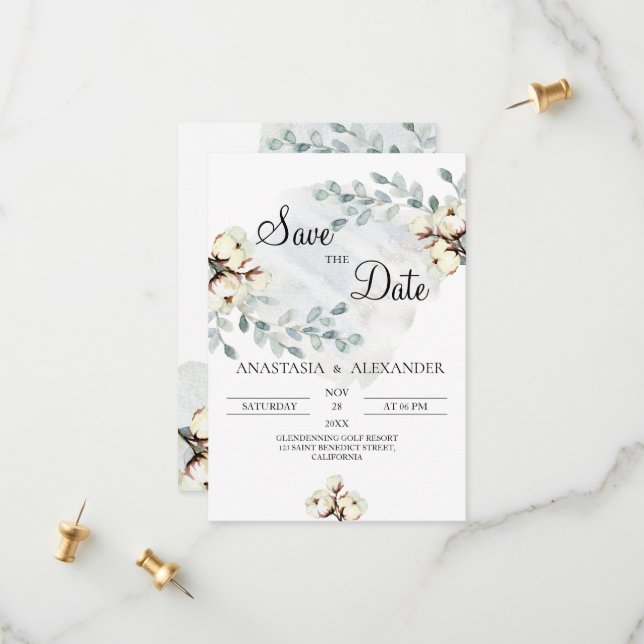 Vattenfärg Spara datumet. Spara datumet (Fram/Back In Situ)