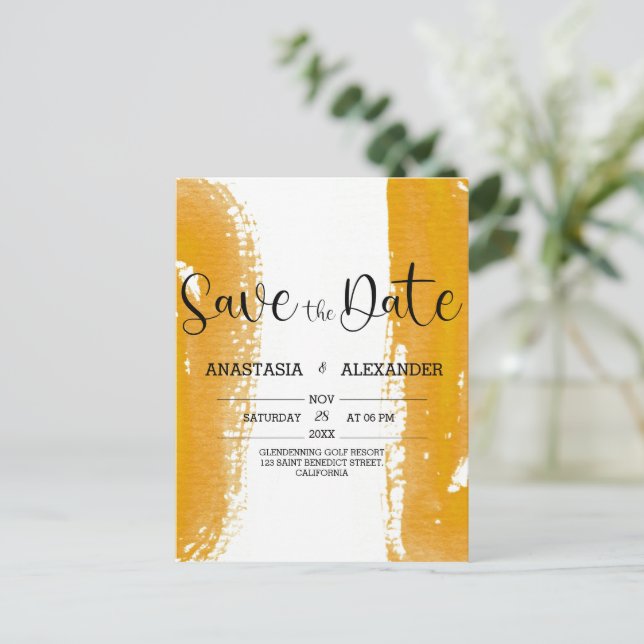 Vattenfärg Spara datumet. Spara datumet Vykort (Stående Fram)