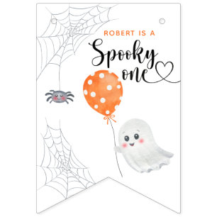 Vattenfärg Spooky One 1-års födelsedag Vimplar