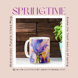 Vattenfärg Springtime Lila Irises Ceramic Mugg