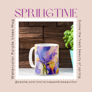 Vattenfärg Springtime Lila Irises Ceramic Mugg