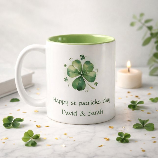 Vattenfärg St. Patricks dag mönster jätte Två-Tonad Mugg (Skapare uppladdad)