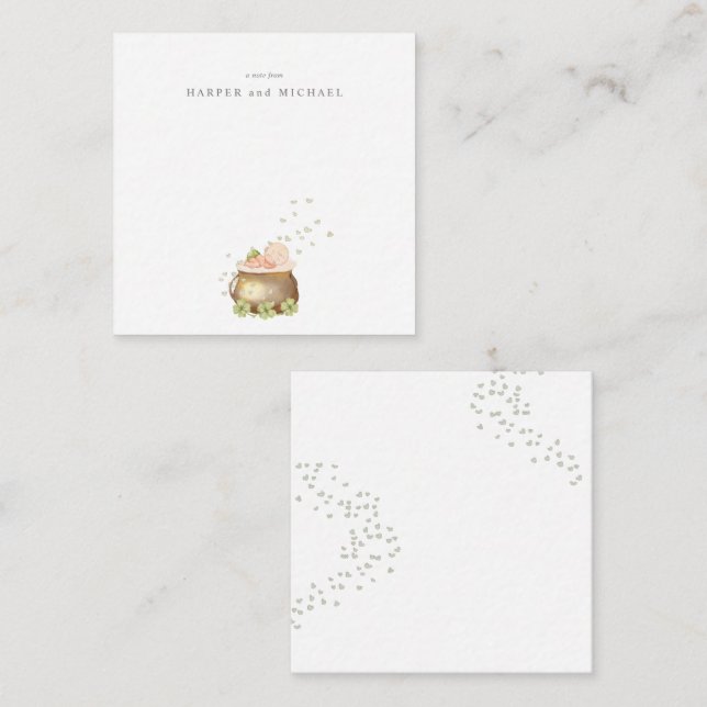 Vattenfärg St. Patrick's Day bebis vykort (Fram/baksida)