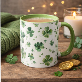 Vattenfärg St. Patrick's Day-mönster jätte Mugg