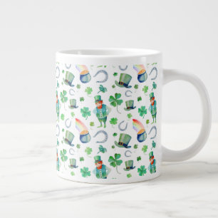 Vattenfärg St. Patrick's Day-mönster Jumbo Mugg