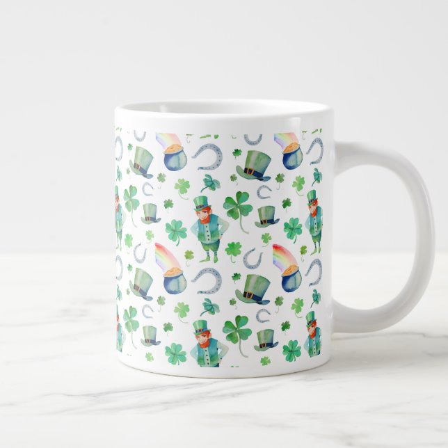 Vattenfärg St. Patrick's Day-mönster Jumbo Mugg (Höger)