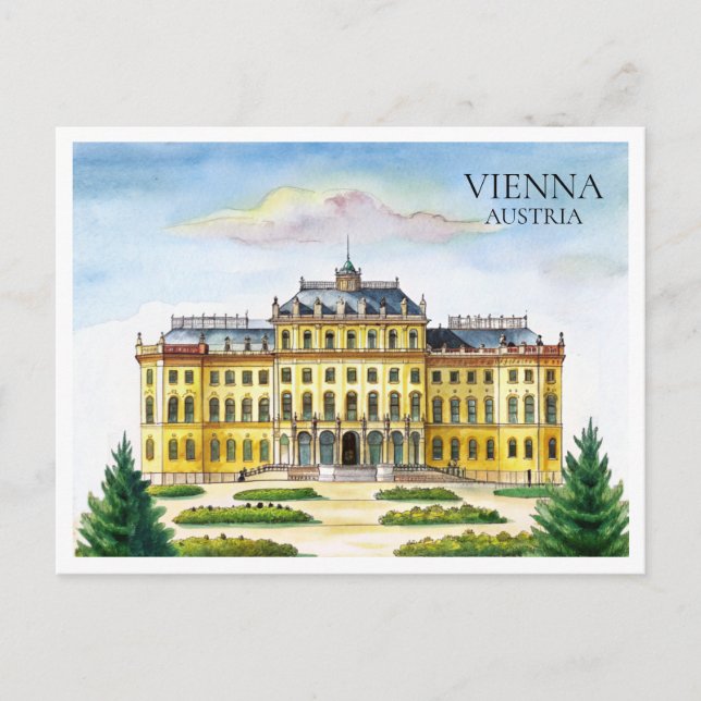 Vattenfärg Stad Resa vykort Wien Österrike (Framsida)