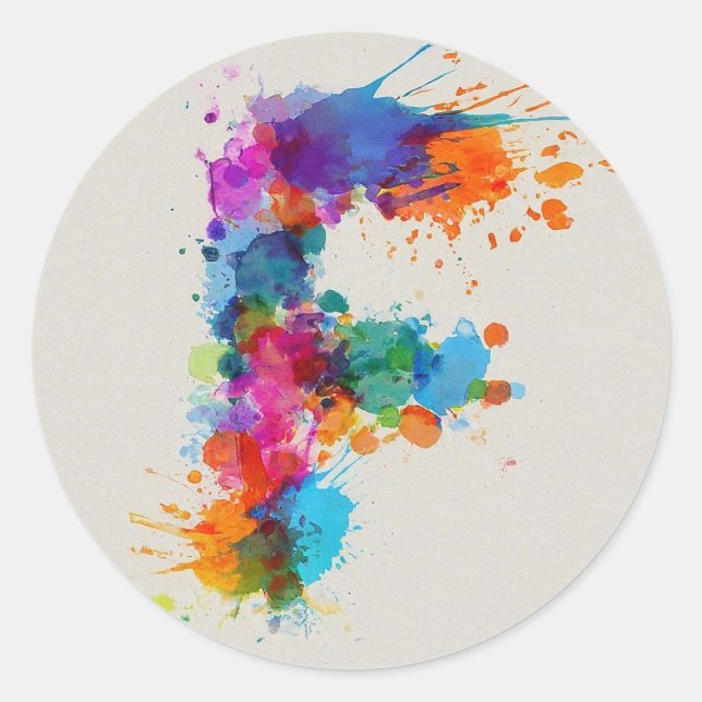 Vattenfärg Stänk F Runt Klistermärke (Framsida)