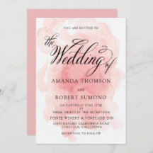 Vattenfärg Stänk i Rosa bröllopsinbjudan