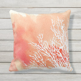 Vattenfärg stänk korallrev, modern strand sommar kudde