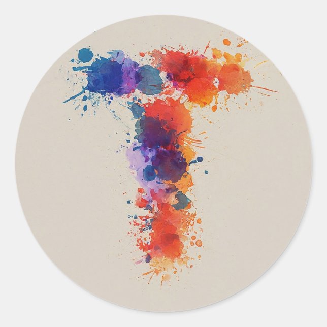 Vattenfärg Stänk T Runt Klistermärke (Framsida)