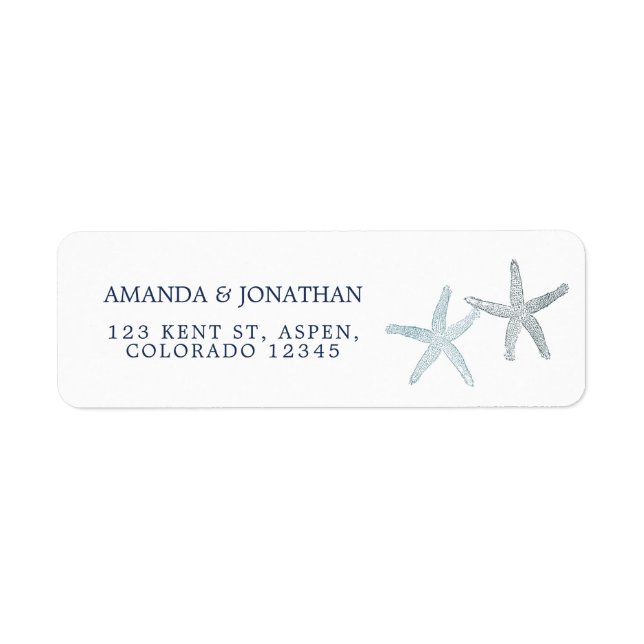 Vattenfärg Starfish Beach Wedding Returadress Etikett (Framsidan)