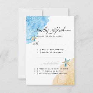 Vattenfärg Starfish Coastal Beach Wedding OSA Kort
