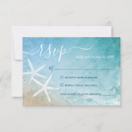Vattenfärg Starfish Elegant Beach Wedding OSA Kort