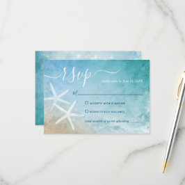 Vattenfärg Starfish Elegant Beach Wedding OSA Kort