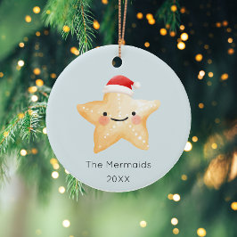 Vattenfärg Starfish-julfoto Julgransprydnad Keramik